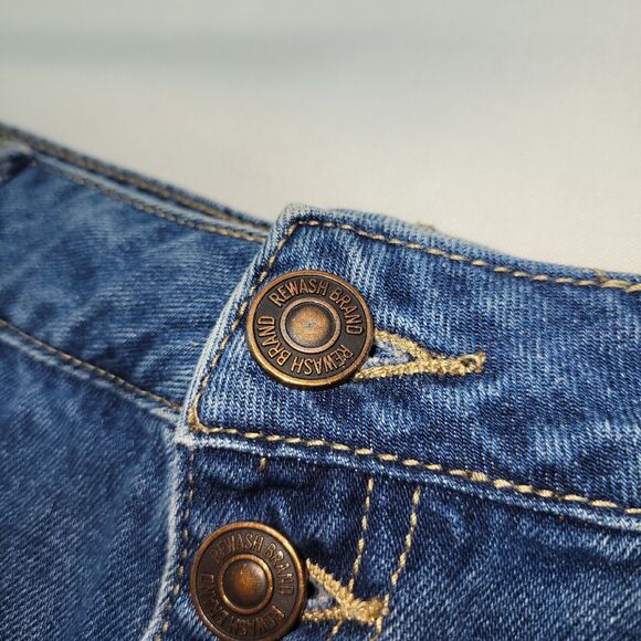 REWASH Denim Shorts Womens Size 12 Super High Rise Wedgie Button Fly Cutoff - Picture 5 of 13